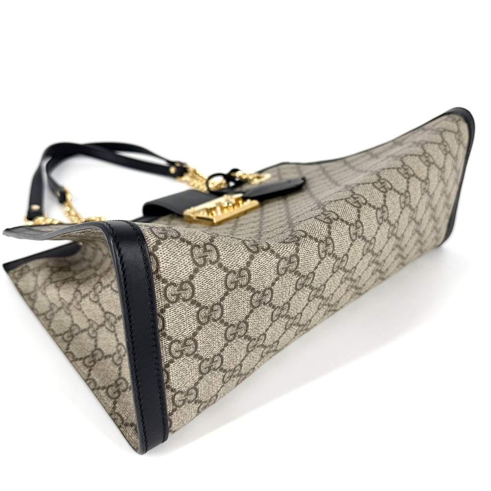 GUCCI グッチ トートバッグ ホースビット パドロック GG ミディアム ハンドバッグ 479197 GGスプリームキャンバス レザー ブラウン 茶 ブラック 黒 ゴールド金具 レディース【中古品】