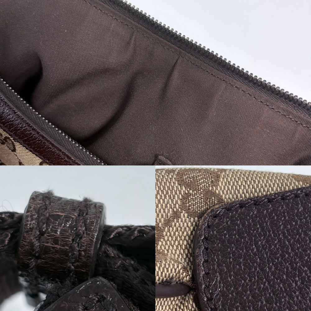 GUCCI グッチ ショルダーバッグ 181092 GGキャンバス レザー ベージュ シルバー金具 レディース【中古品】