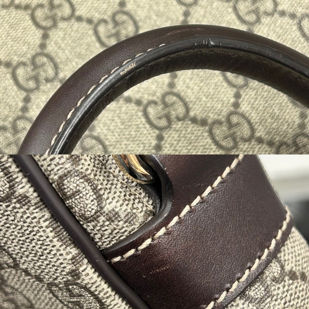 【開店SALE】 GUCCI グッチ ビジネスバッグ ブリーフケース ハンドバッグ 鞄 かばん 322287 GGスプリームキャンバス レザー ベージュ ブラウン 茶 ゴールド金具 レディース【中古品】