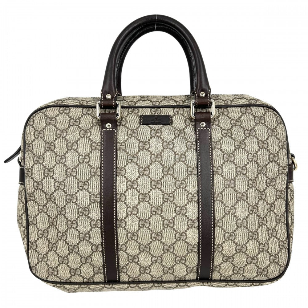 【開店SALE】 GUCCI グッチ ビジネスバッグ ブリーフケース ハンドバッグ 鞄 かばん 322287 GGスプリームキャンバス レザー ベージュ ブラウン 茶 ゴールド金具 レディース【中古品】