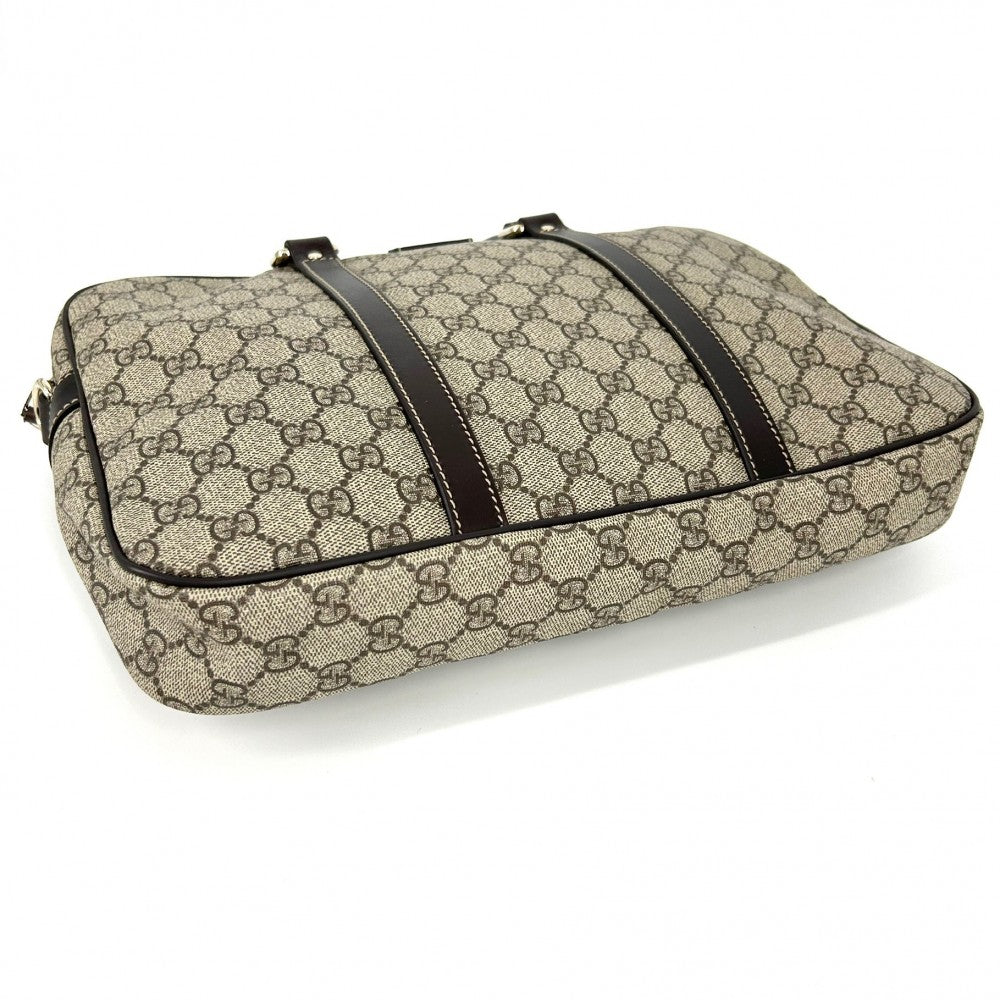 【開店SALE】 GUCCI グッチ ビジネスバッグ ブリーフケース ハンドバッグ 鞄 かばん 322287 GGスプリームキャンバス レザー ベージュ ブラウン 茶 ゴールド金具 レディース【中古品】