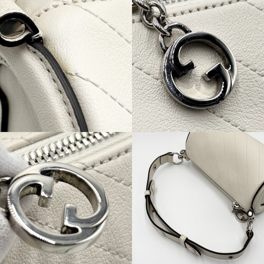 【開店SALE】 GUCCI グッチ ハンドバッグ ブロンディミニ ショルダーバッグ 鞄 かばん 760170 レザー ホワイト 白 シルバー金具 レディース【中古品】
