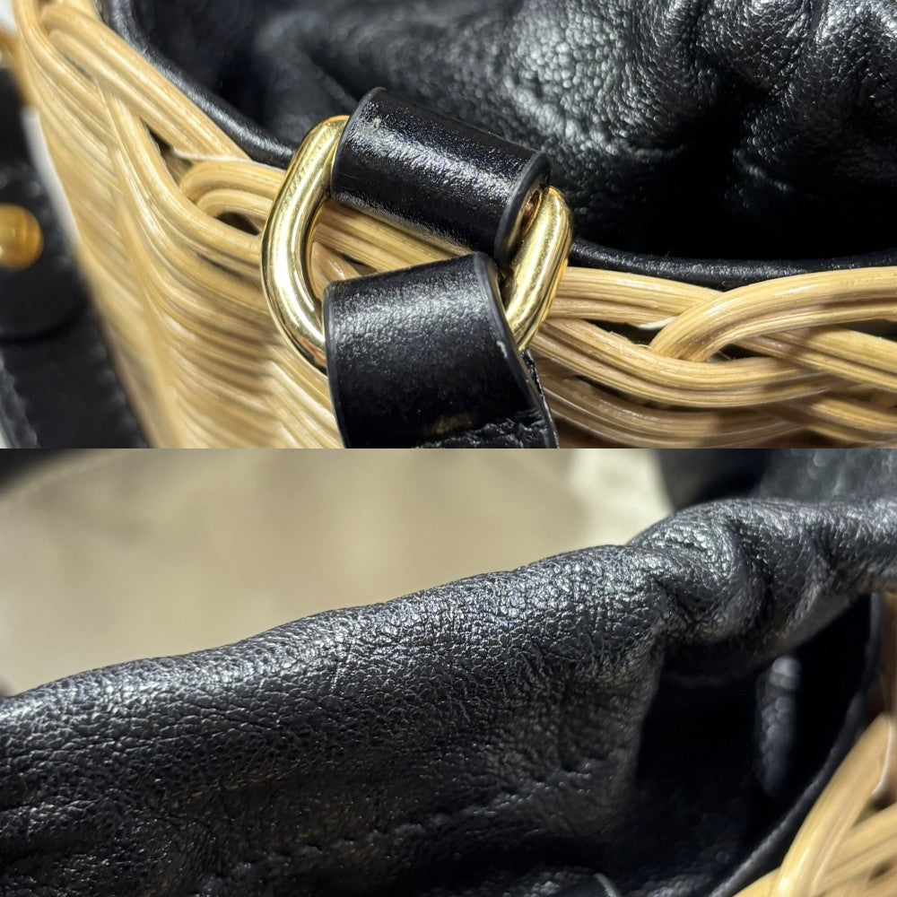 【開店SALE】 GUCCI グッチ ハンドバッグ ホースビット1955 バケットバッグ かごバッグ かばん 鞄 649852 レザー ウィッカー ベージュ ブラック 黒 ゴールド金具 レディース【中古品】