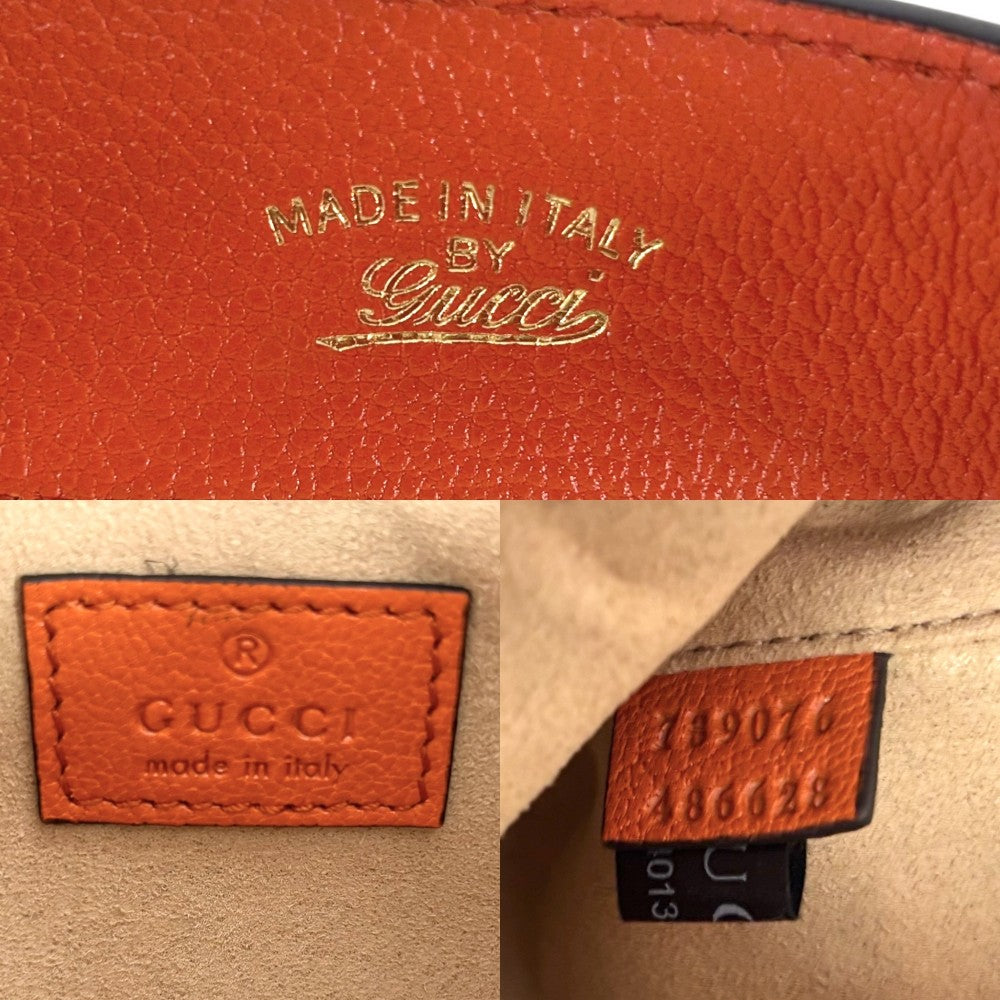 GUCCI グッチ ハンドバッグ GGマーモント アフロディーテ ミニバッグ 739076 レザー オレンジ ゴールド金具 レディース【中古品】