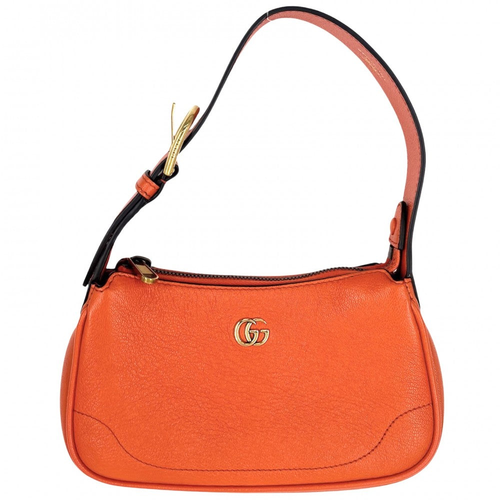 GUCCI グッチ ハンドバッグ GGマーモント アフロディーテ ミニバッグ 739076 レザー オレンジ ゴールド金具 レディース【中古品】