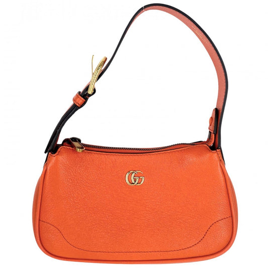 【開店SALE】 GUCCI グッチ ハンドバッグ GGマーモント アフロディーテ ミニバッグ 739076 レザー オレンジ ゴールド金具 レディース【中古品】