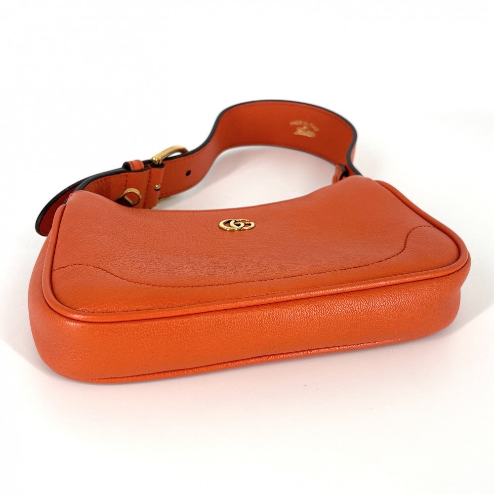 GUCCI グッチ ハンドバッグ GGマーモント アフロディーテ ミニバッグ 739076 レザー オレンジ ゴールド金具 レディース【中古品】