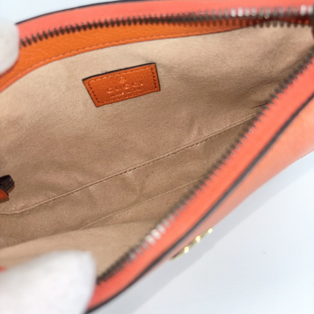 GUCCI グッチ ハンドバッグ GGマーモント アフロディーテ ミニバッグ 739076 レザー オレンジ ゴールド金具 レディース【中古品】