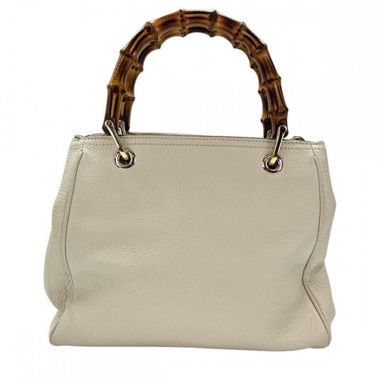 GUCCI グッチ 2WAY バンブー ハンドバッグ ショルダーバッグ 336032 アイボリー ブラウン 茶 ゴールド金具 レディース【中古品】