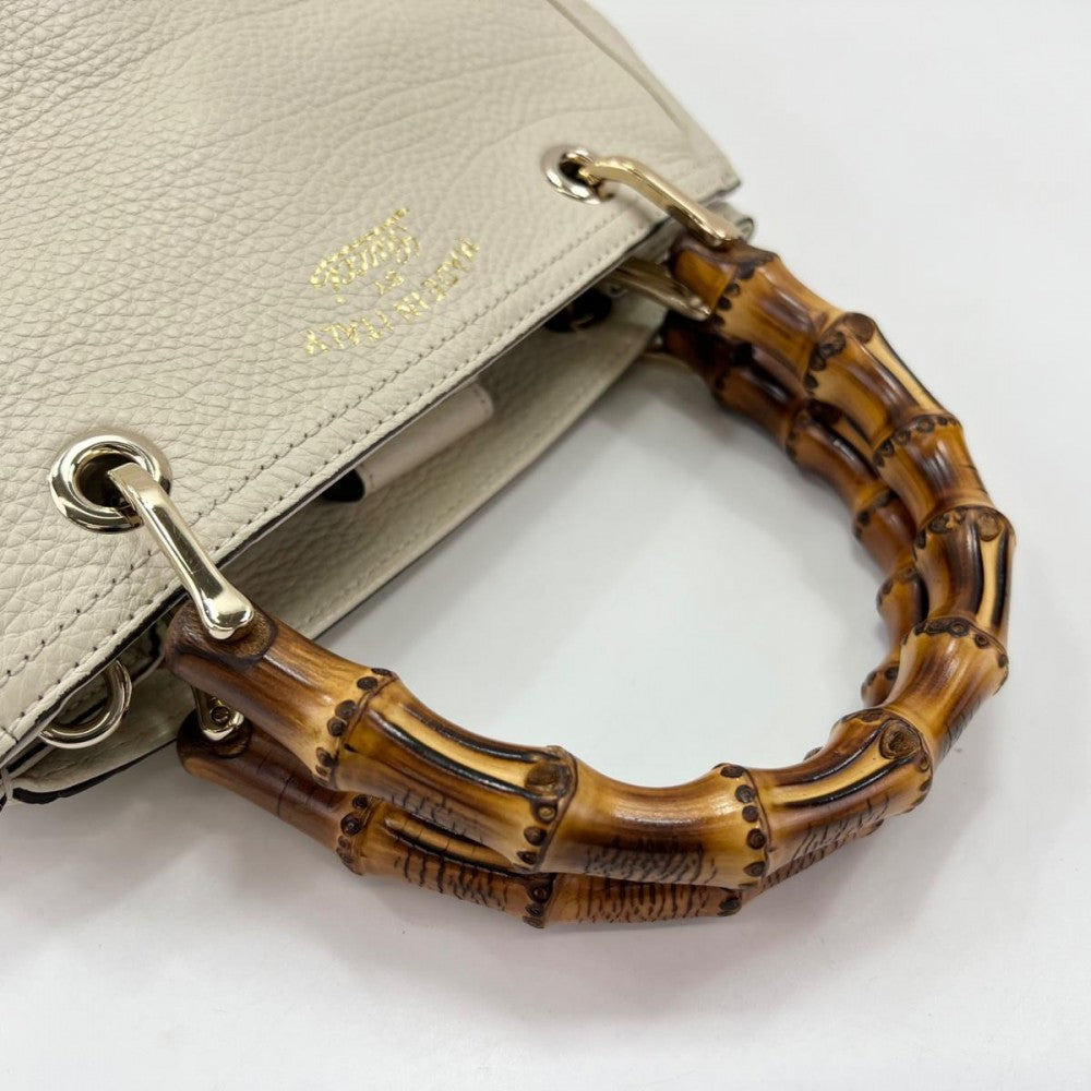 GUCCI グッチ 2WAY バンブー ハンドバッグ ショルダーバッグ 336032 アイボリー ブラウン 茶 ゴールド金具 レディース【中古品】