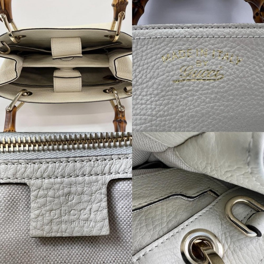 GUCCI グッチ 2WAY バンブー ハンドバッグ ショルダーバッグ 336032 アイボリー ブラウン 茶 ゴールド金具 レディース【中古品】