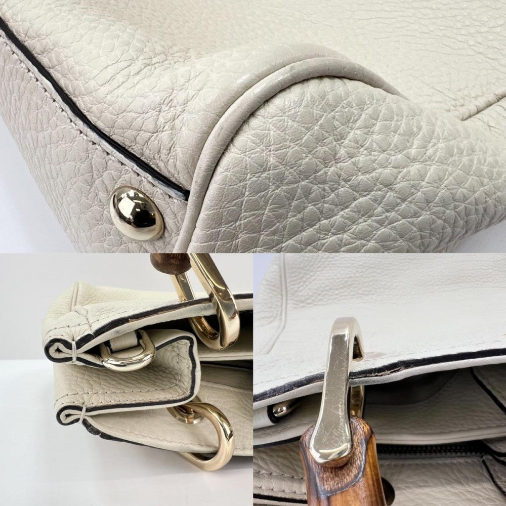 GUCCI グッチ 2WAY バンブー ハンドバッグ ショルダーバッグ 336032 アイボリー ブラウン 茶 ゴールド金具 レディース【中古品】