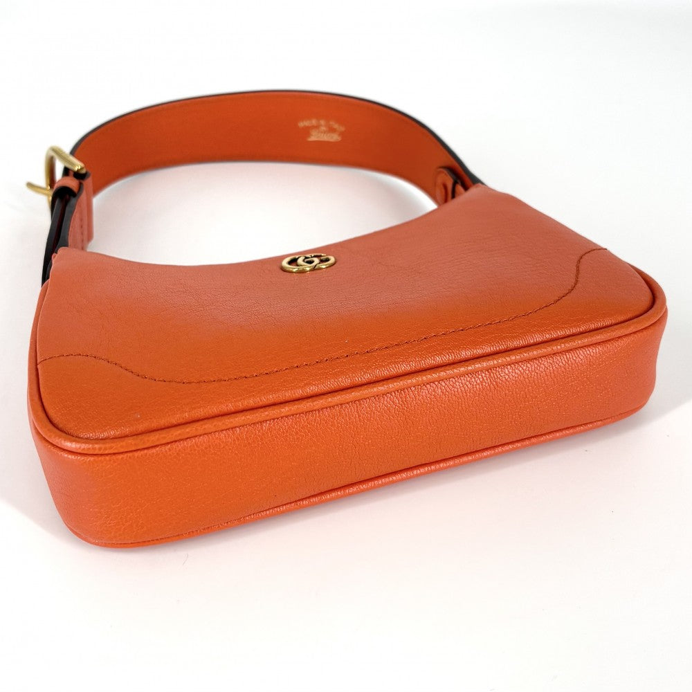 【開店SALE】 GUCCI グッチ ハンドバッグ GGマーモント アフロディーテ ミニバッグ 739076 レザー オレンジ ゴールド金具 レディース【中古品】