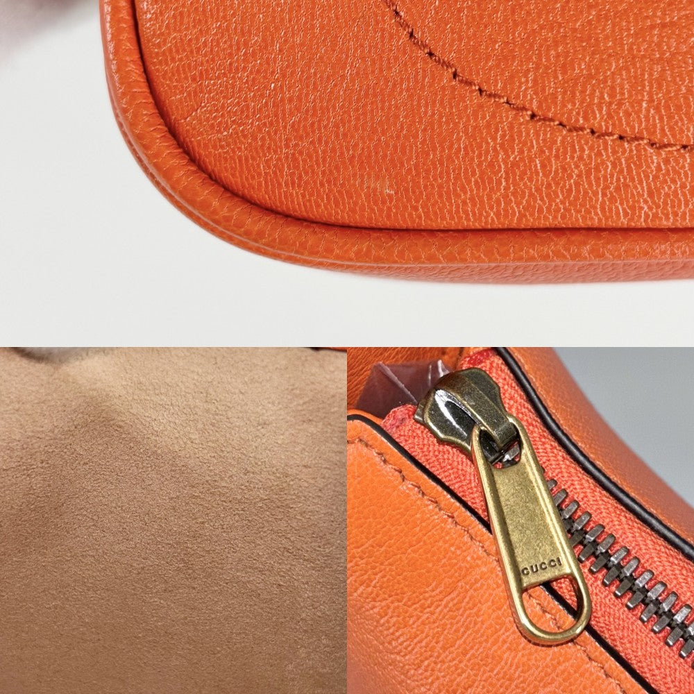 【開店SALE】 GUCCI グッチ ハンドバッグ GGマーモント アフロディーテ ミニバッグ 739076 レザー オレンジ ゴールド金具 レディース【中古品】