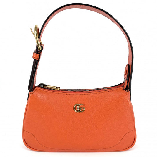 【開店SALE】 GUCCI グッチ ハンドバッグ GGマーモント アフロディーテ ミニバッグ 739076 レザー オレンジ ゴールド金具 レディース【中古品】
