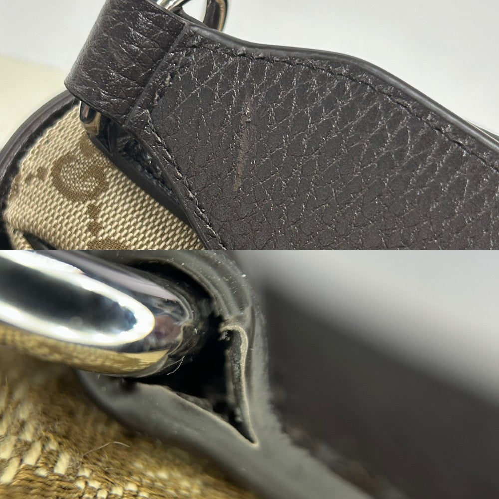 GUCCI グッチ ショルダーバッグ メッセンジャーバッグ 449172 GGキャンバス レザー ベージュ ブラウン 茶 シルバー金具 レディース【中古品】