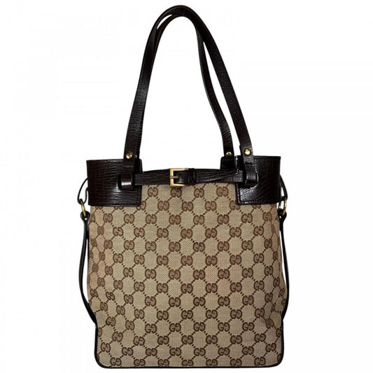 GUCCI グッチ ハンドバッグ 107757 GGキャンバス ブラウン 茶 ゴールド金具 レディース【中古品】