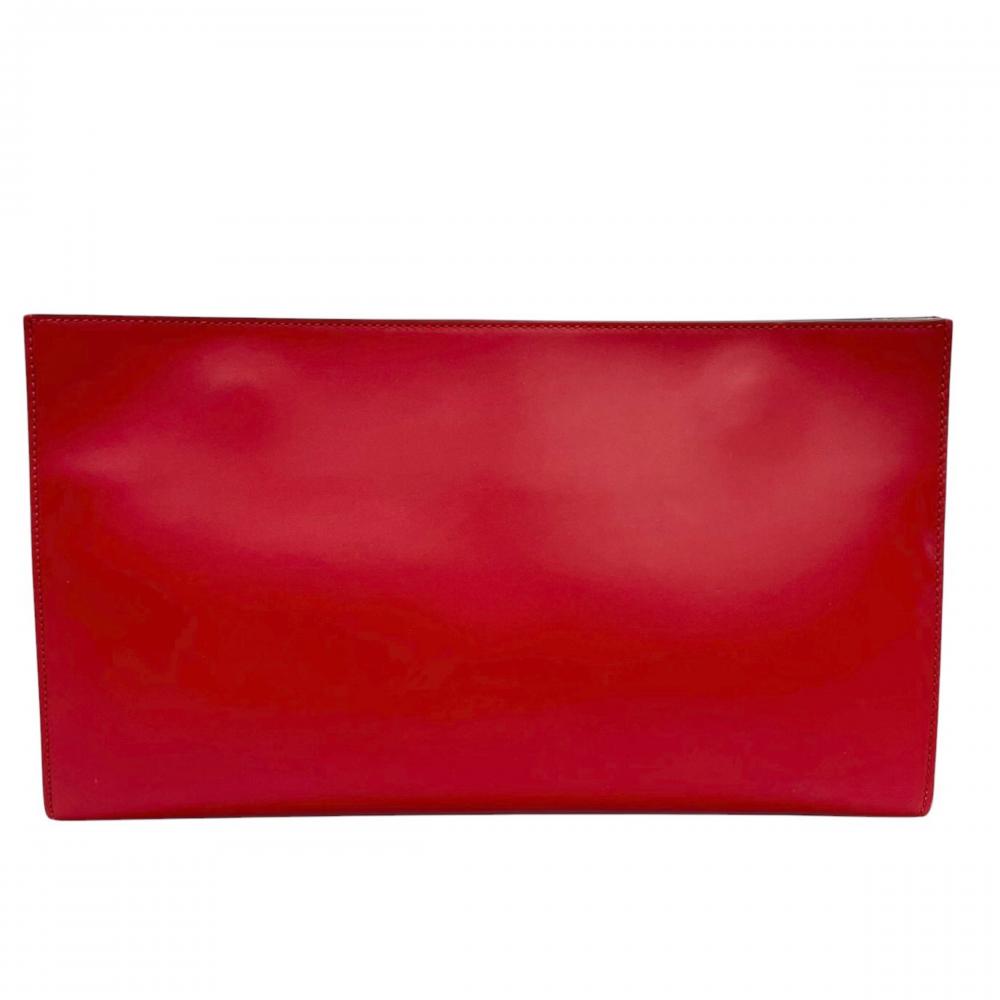 GUCCI グッチ クラッチバッグ エンボスロゴ グッチXL 409382 レザー レッド 赤 ユニセックス【中古品】