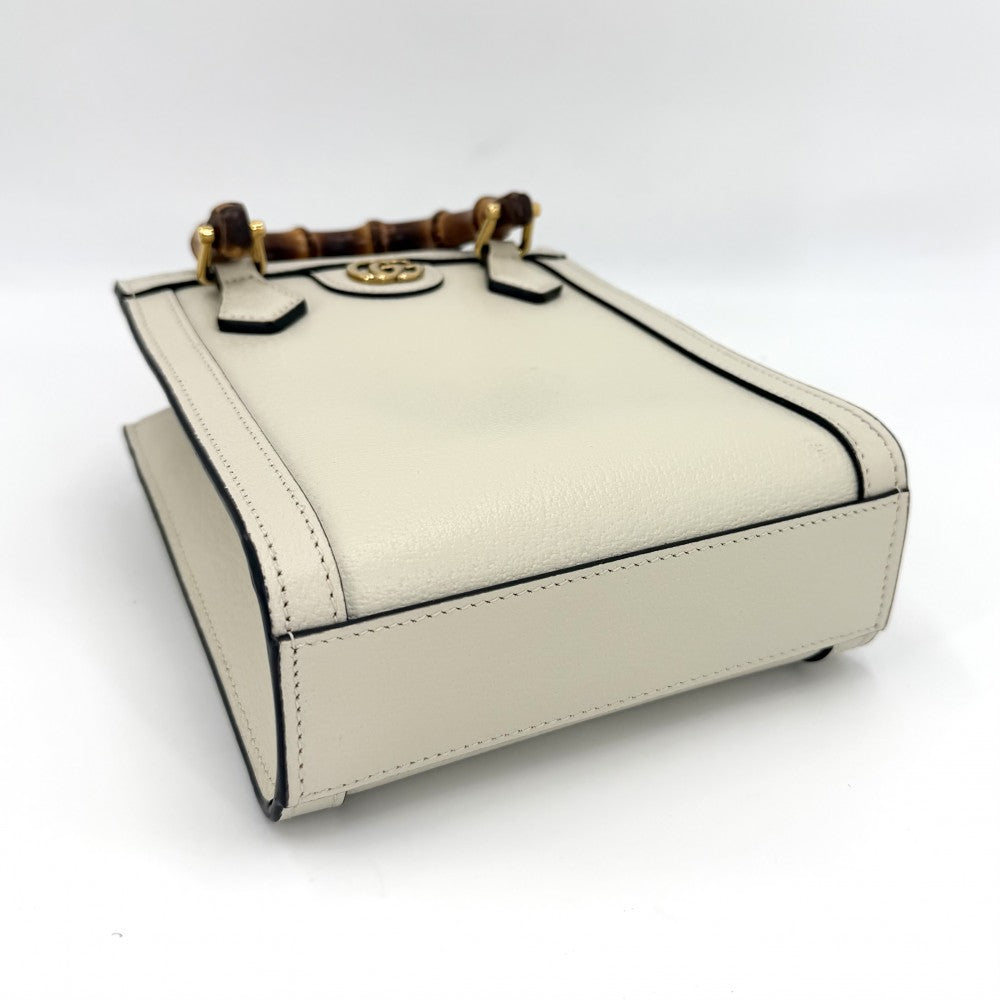 GUCCI グッチ 3WAY バンブー ダイアナ ミニトートバッグ ハンドバッグ GG ショルダーバッグ 739079 レザー アイボリー ゴールド金具 レディース【中古品】