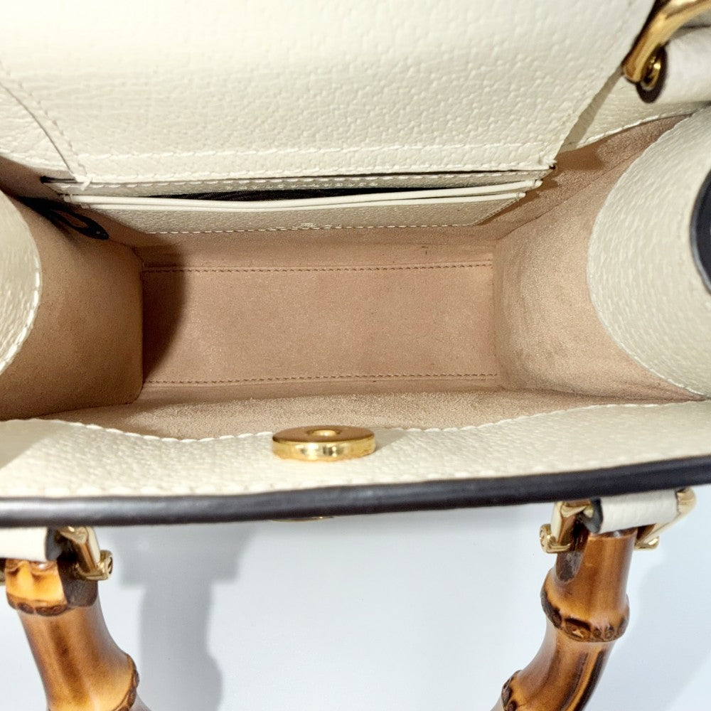 GUCCI グッチ 3WAY バンブー ダイアナ ミニトートバッグ ハンドバッグ GG ショルダーバッグ 739079 レザー アイボリー ゴールド金具 レディース【中古品】