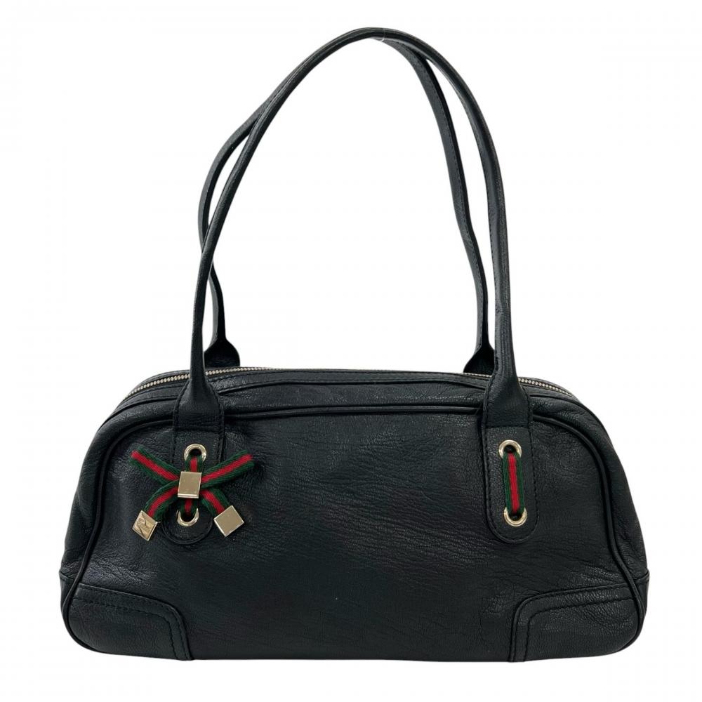 GUCCI グッチ ハンドバッグ プリンシー ミニボストン 161720 レザー ブラック 黒 ゴールド金具 レディース【中古品】