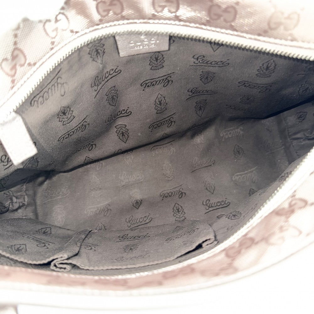 GUCCI グッチ トートバッグ GGインプリメ ハンドバッグ 総柄 211138 PVC レザー メタリックグレー シルバー金具 レディース【中古品】