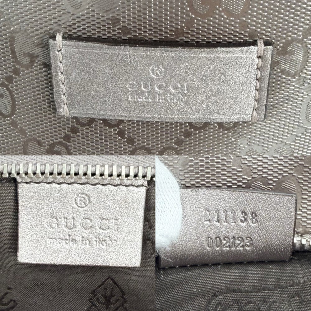 GUCCI グッチ トートバッグ GGインプリメ ハンドバッグ 総柄 211138 PVC レザー メタリックグレー シルバー金具 レディース【中古品】