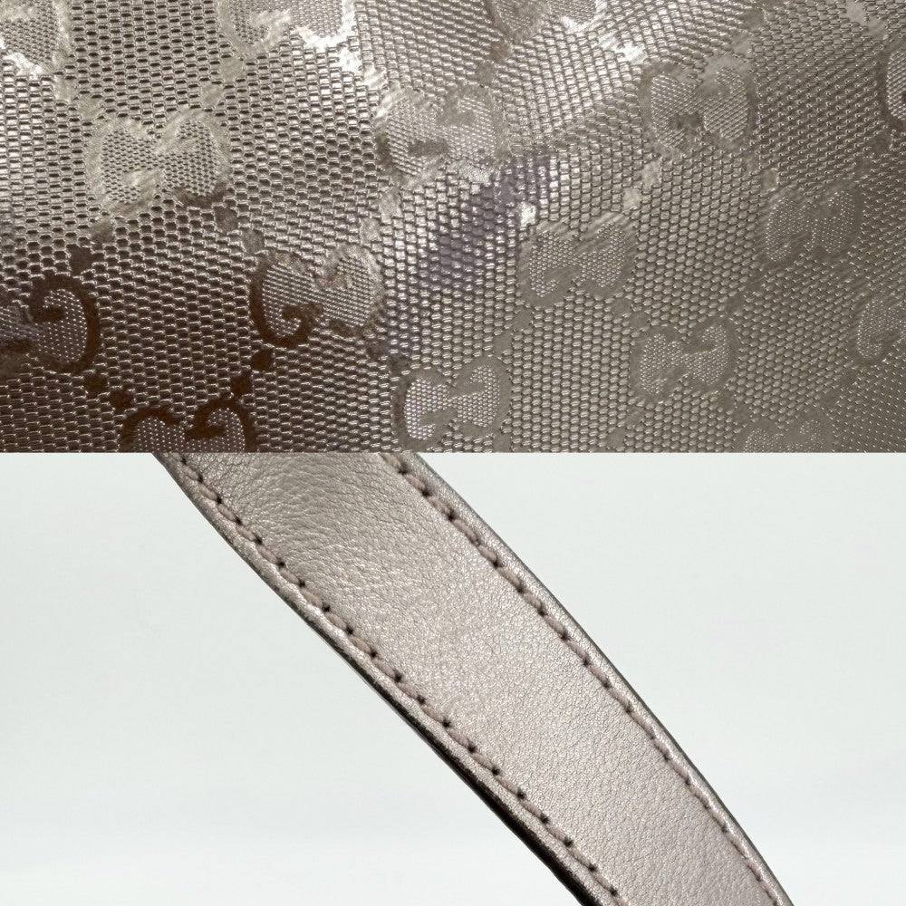 GUCCI グッチ トートバッグ GGインプリメ ハンドバッグ 総柄 211138 PVC レザー メタリックグレー シルバー金具 レディース【中古品】