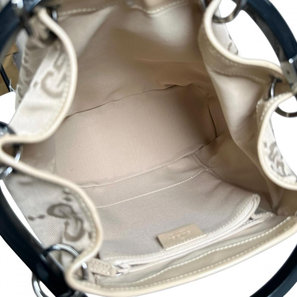 GUCCI グッチ ハンドバッグ リングハンドル 巾着型 001-3750 GGキャンバス ベージュ シルバー金具 レディース【中古品】