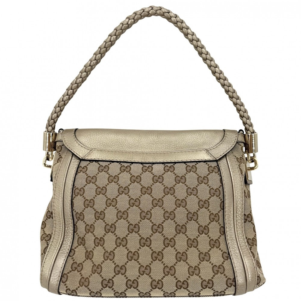 【開店SALE】 GUCCI グッチ 2WAY ベラ ハンドバッグ ショルダーバッグ 282301 GGキャンバス レザー ベージュ ゴールド ゴールド金具 レディース【中古品】