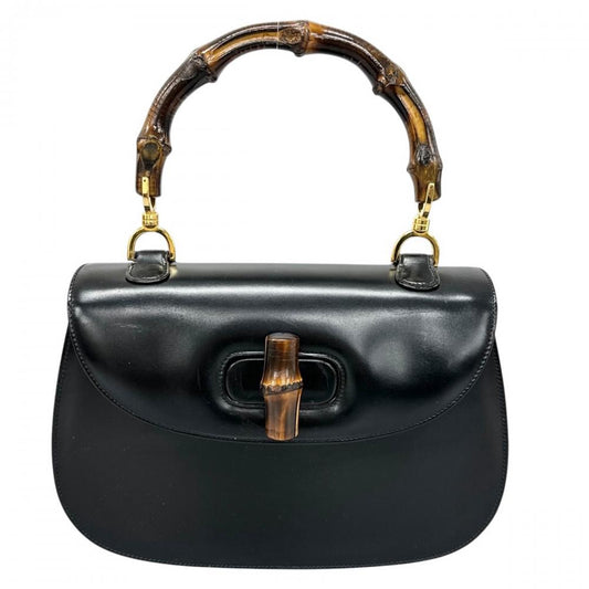 GUCCI グッチ ハンドバッグ バンブー ヴィンテージ レザー ブラック 黒 ゴールド金具 レディース【中古品】
