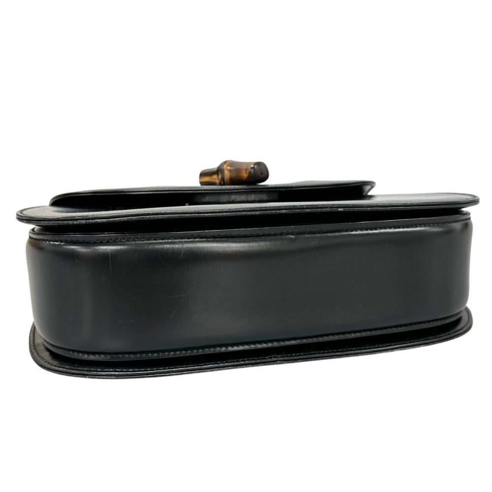 GUCCI グッチ ハンドバッグ バンブー ヴィンテージ レザー ブラック 黒 ゴールド金具 レディース【中古品】