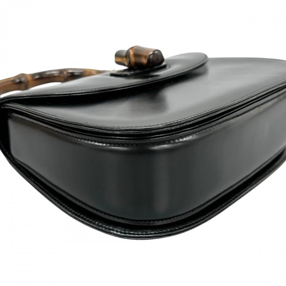 GUCCI グッチ ハンドバッグ バンブー ヴィンテージ レザー ブラック 黒 ゴールド金具 レディース【中古品】