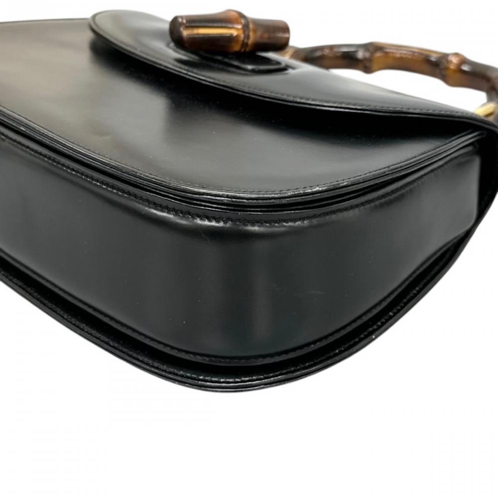 GUCCI グッチ ハンドバッグ バンブー ヴィンテージ レザー ブラック 黒 ゴールド金具 レディース【中古品】