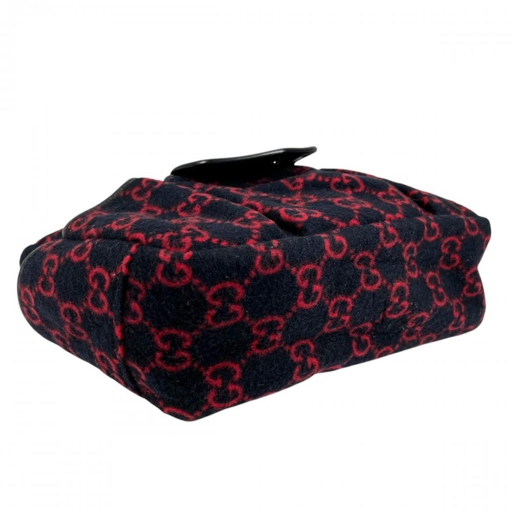 GUCCI グッチ ハンドバッグ マルチポケット 628159 レザー GGウール レッド 赤 ブルー 青 シルバー金具 レディース【中古品】