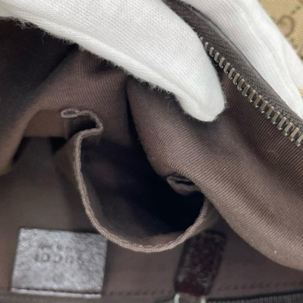 GUCCI グッチ ショルダーバッグ シェリーライン 181092 GGキャンバス カーフ ベージュ シルバー金具 レディース【中古品】