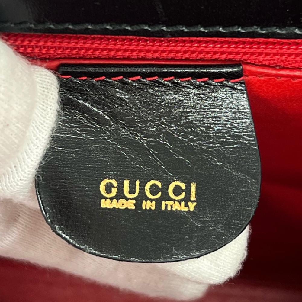 GUCCI グッチ ハンドバッグ レディロック トップハンドル ボックスカーフ ブラック 黒 ゴールド金具 レディース【中古品】