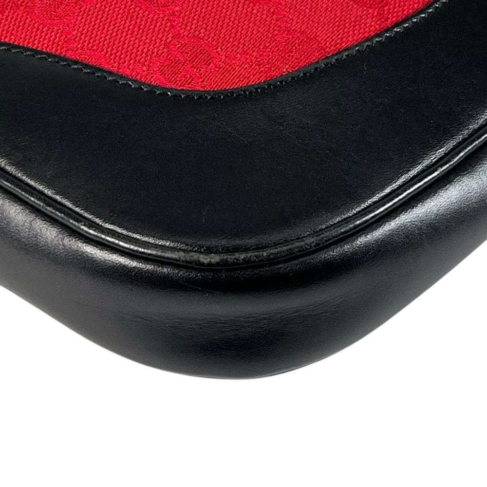 GUCCI グッチ ハンドバッグ ジャッキー ワンショルダー 0013306 GGキャンバス レザー レッド 赤 ブラック 黒 シルバー金具 レディース【中古品】