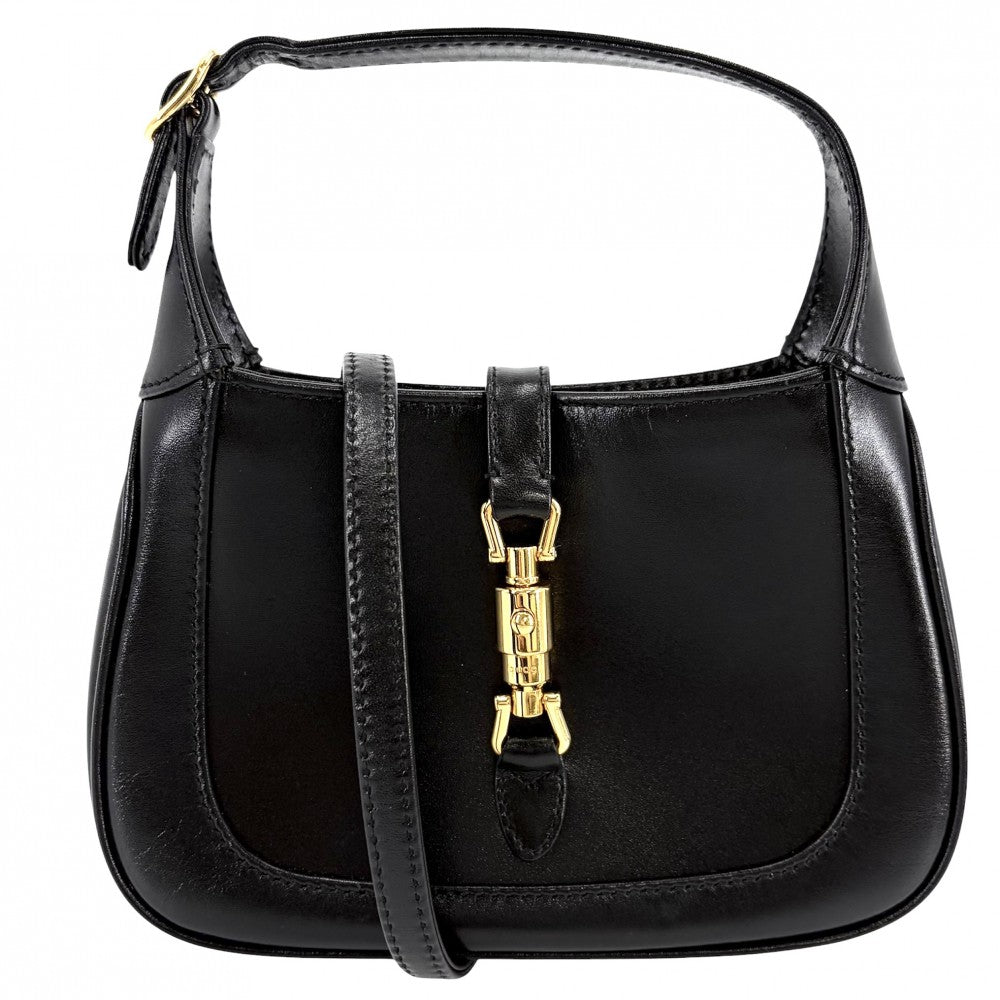 GUCCI グッチ 2WAY ジャッキー1961 ハンドバッグ ショルダーバッグ 小さめ 637091 レザー ブラック 黒 ゴールド金具 レディース【中古品】