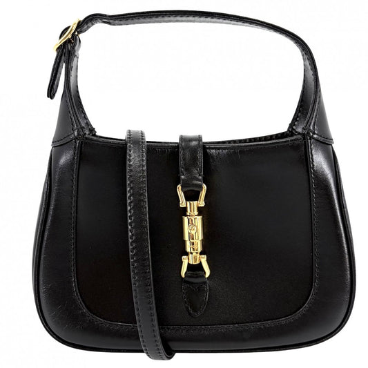GUCCI グッチ 2WAY ジャッキー1961 ハンドバッグ ショルダーバッグ 小さめ 637091 レザー ブラック 黒 ゴールド金具 レディース【中古品】