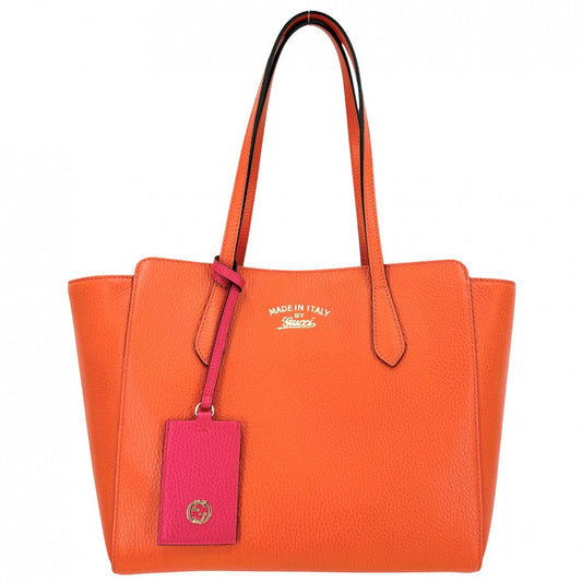 GUCCI グッチ ハンドバッグ スウィング トートバッグ 354408 レザー オレンジ ピンク ゴールド金具 レディース【中古品】