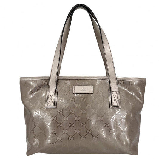 GUCCI グッチ ハンドバッグ GGインプリメ トートバッグ 211138 コーティングキャンバス レザー メタリックピンク シルバー金具 レディース【中古品】