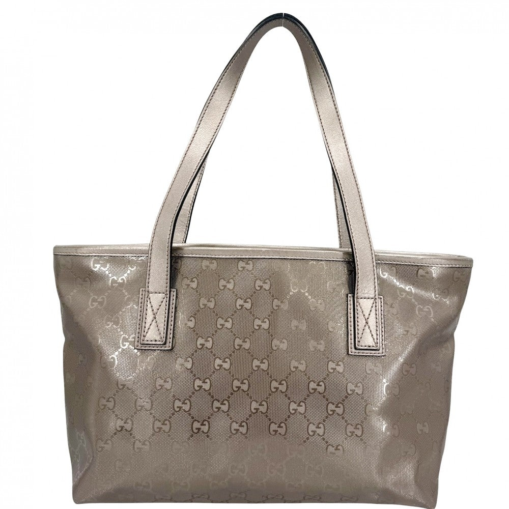 GUCCI グッチ ハンドバッグ GGインプリメ トートバッグ 211138 コーティングキャンバス レザー メタリックピンク シルバー金具 レディース【中古品】