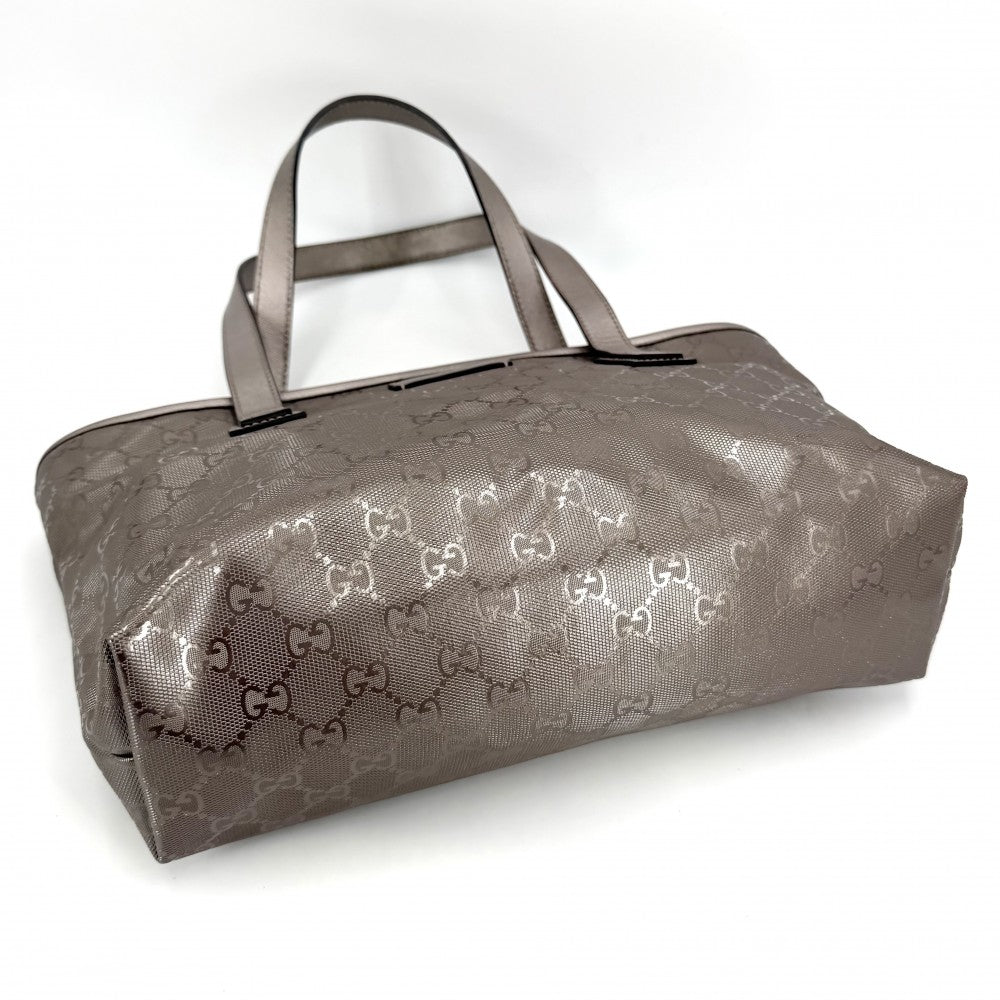 GUCCI グッチ ハンドバッグ GGインプリメ トートバッグ 211138 コーティングキャンバス レザー メタリックピンク シルバー金具 レディース【中古品】