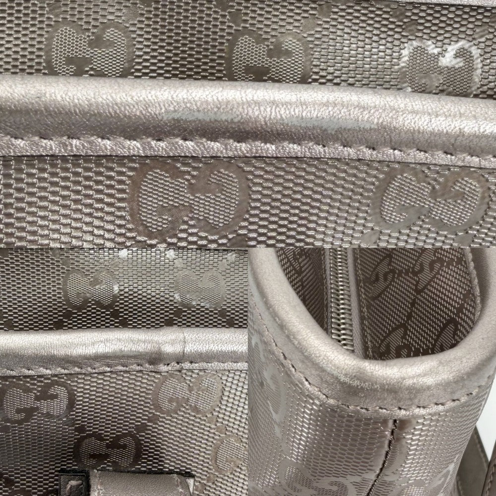 GUCCI グッチ ハンドバッグ GGインプリメ トートバッグ 211138 コーティングキャンバス レザー メタリックピンク シルバー金具 レディース【中古品】