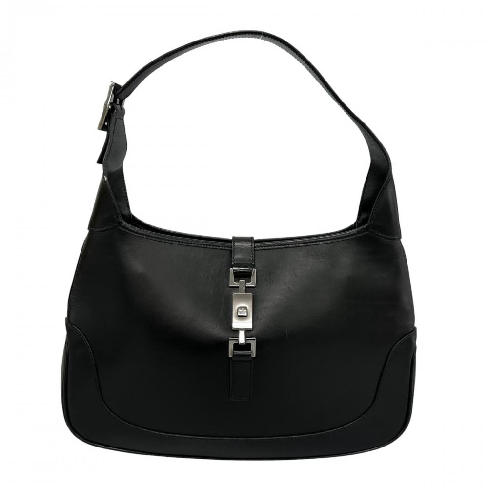GUCCI グッチ ショルダーバッグ ジャッキー 001・3306 スムースレザー ブラック 黒 シルバー金具 レディース【中古品】
