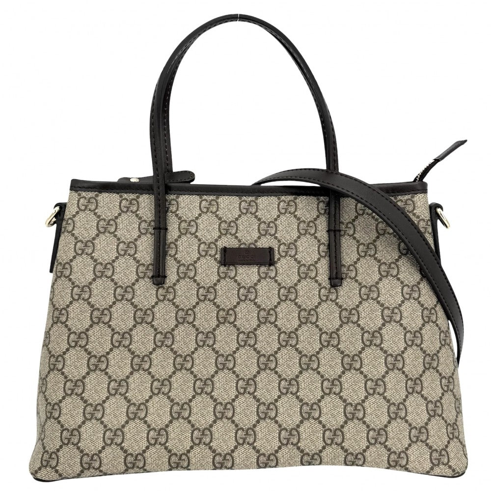 GUCCI グッチ 2WAY ハンドバッグ トートバッグ ショルダーバッグ 353440 GGスプリームキャンバス レザー ブラウン 茶 ベージュ ゴールド金具 レディース【中古品】