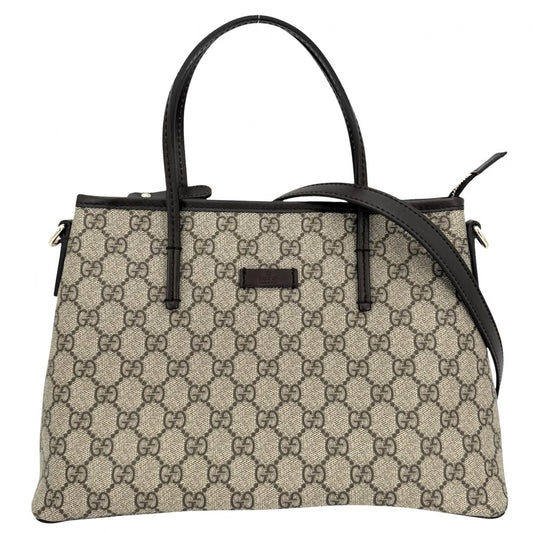 GUCCI グッチ 2WAY ハンドバッグ トートバッグ ショルダーバッグ 353440 GGスプリームキャンバス レザー ブラウン 茶 ベージュ ゴールド金具 レディース【中古品】