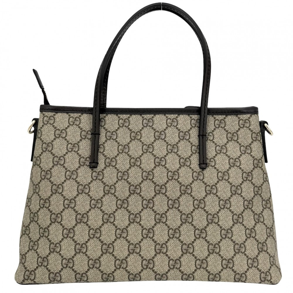 GUCCI グッチ 2WAY ハンドバッグ トートバッグ ショルダーバッグ 353440 GGスプリームキャンバス レザー ブラウン 茶 ベージュ ゴールド金具 レディース【中古品】