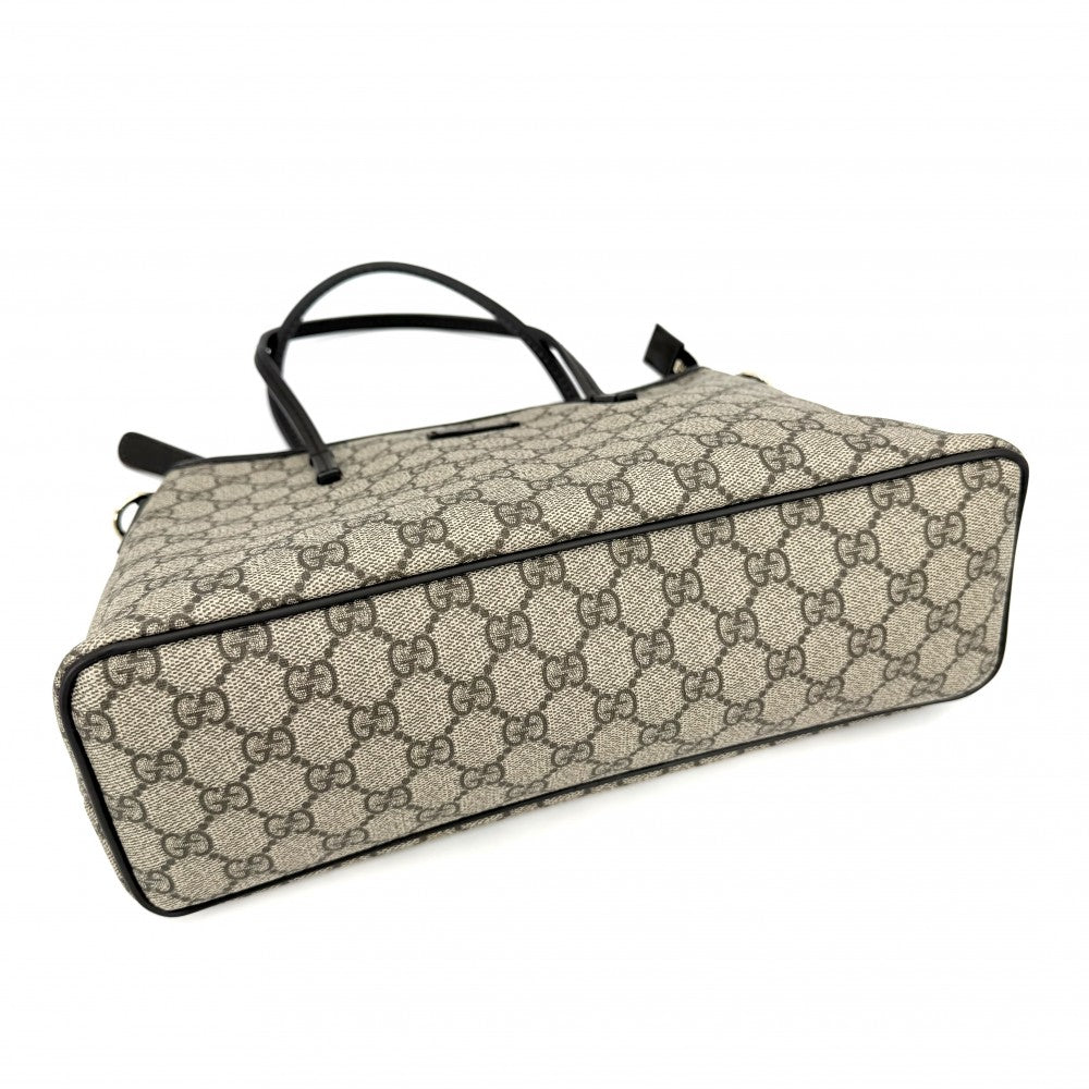GUCCI グッチ 2WAY ハンドバッグ トートバッグ ショルダーバッグ 353440 GGスプリームキャンバス レザー ブラウン 茶 ベージュ ゴールド金具 レディース【中古品】